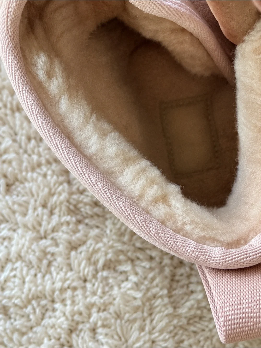 UGG Neumel Flex Pink Suede Wool Lined Logo Strap Boots Women’s 10